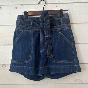 Anthropology Pilcro and the Letterpress Blue Jean Shorts with Paper Bag Waist